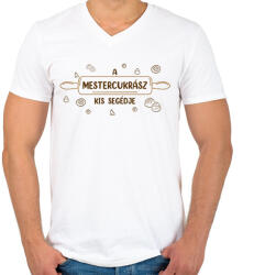 printfashion A mestercukrász kis segédje - Férfi V-nyakú póló - Fehér (7246368)