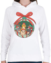 printfashion Karácsonyi cicák - Női kapucnis pulóver - Fehér (5569422)