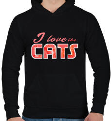 printfashion i love the cats - Férfi kapucnis pulóver - Fekete (13539583)