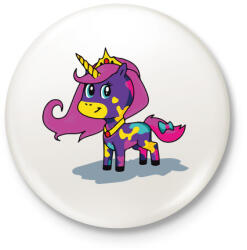 printfashion Lila unikornis - Kitűző, hűtőmágnes - Fehér (4184573)