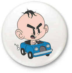 printfashion Baba autó - Kitűző, hűtőmágnes - Fehér (6250640)