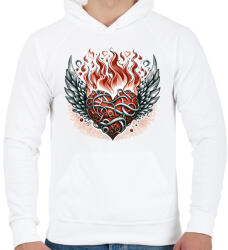 printfashion Lángoló Szív - Férfi kapucnis pulóver - Fehér (15943649)