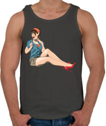 printfashion Pinup Wink - Férfi atléta - Sötétszürke (858260)
