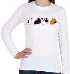 printfashion Francia bulldog kiskutyák - Női hosszú ujjú póló - Fehér (1214864)