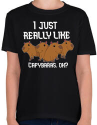 printfashion Capybara - Gyerek póló - Fekete (13680164)