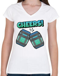 printfashion Cheers! Fortnite Chug Jug - Női V-nyakú póló - Fehér (958960)