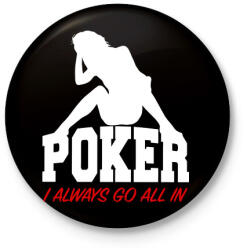 printfashion Póker all in - Kitűző, hűtőmágnes - Fekete (3096724)