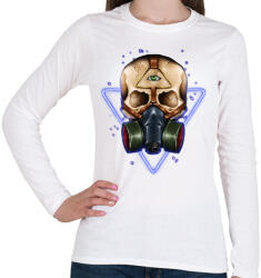 printfashion Gázmaszkos koponya - Női hosszú ujjú póló - Fehér (258564)