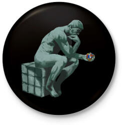 printfashion Gondolkodás - Kitűző, hűtőmágnes - Fekete (15632497)