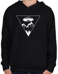 printfashion Ufo Triangle - Gyerek kapucnis pulóver - Fekete (1650372)