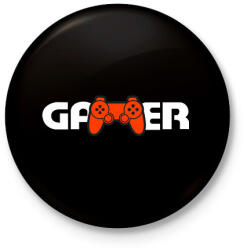 printfashion Gamer logó - Kitűző, hűtőmágnes - Fekete (6382846)