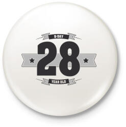 printfashion b-day-28-dark-lightgrey - Kitűző, hűtőmágnes - Fehér (3076381)