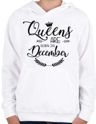 printfashion A királynők decemberben születnek - Gyerek kapucnis pulóver - Fehér (1119519)