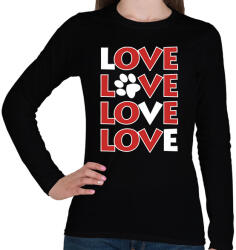 printfashion Dog Love - Női hosszú ujjú póló - Fekete (1690257)