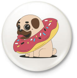 printfashion Mopsz kutya - Kitűző, hűtőmágnes - Fehér (3078091)