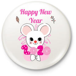 printfashion happy new year - Kitűző, hűtőmágnes - Fehér (3083149)