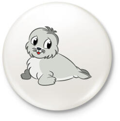 printfashion Fókabébi - Kitűző, hűtőmágnes - Fehér (12018535)