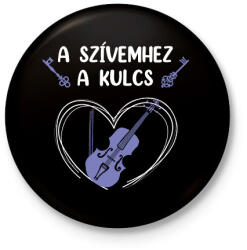 printfashion A szívemhez a kulcs - Hegedű - Kitűző, hűtőmágnes - Fekete (7642421)