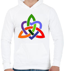 printfashion Szivárványos szívmandala - Férfi kapucnis pulóver - Fehér (1890073)