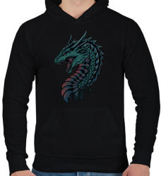 printfashion Sárkány - Férfi kapucnis pulóver - Fekete (13776023)