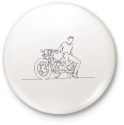 printfashion Vonalas motoros minta 2 - Kitűző, hűtőmágnes - Fehér (6368221)