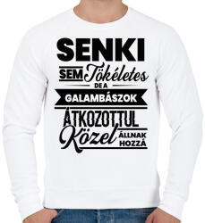 printfashion Senki sem tökéletes - Galambász - Férfi pulóver - Fehér (4589863)