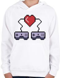 printfashion I love video games, retro - Gyerek kapucnis pulóver - Fehér (11171991)