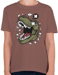 printfashion Dínó - Gyerek póló - Mogyoróbarna (5521009)