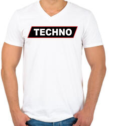 printfashion Techno - Férfi V-nyakú póló - Fehér (2611592)