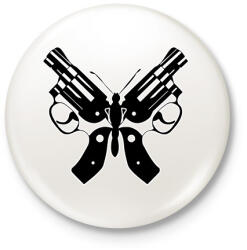 printfashion Butterfly gun - Kitűző, hűtőmágnes - Fehér (15941753)