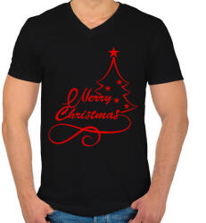 printfashion boldog karácsonyt - Férfi V-nyakú póló - Fekete (14623701)