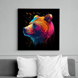 printfashion Színes medve portré - Vászonkép - Fekete (12641671)