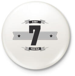 printfashion b-day-07-dark-lightgrey - Kitűző, hűtőmágnes - Fehér (3076358)