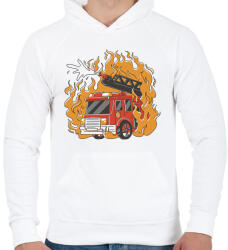 printfashion Tűzoltóautó - Férfi kapucnis pulóver - Fehér (11751140)