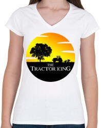 printfashion The Tractor King - Női V-nyakú póló - Fehér (2663284)