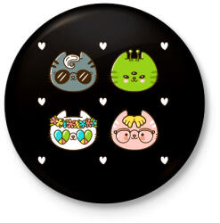 printfashion Cat style - Kitűző, hűtőmágnes - Fekete (4791006)