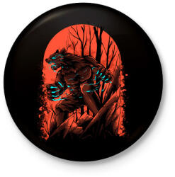 printfashion Dühös farkasember - Kitűző, hűtőmágnes - Fekete (5552088)