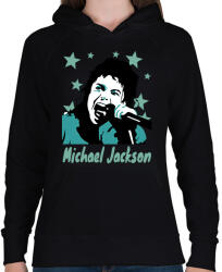 printfashion michael jackson drawn - Női kapucnis pulóver - Fekete (14628442)