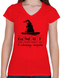 printfashion A tudomány varázslat - Női V-nyakú póló - Piros (4212326)