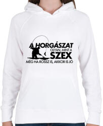 printfashion A horgászat olyan, mint a szex - Női kapucnis pulóver - Fehér (2692836)