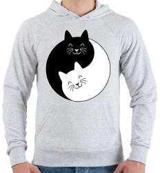 printfashion Yin-Yang macskák - Férfi kapucnis pulóver - Sport szürke (14501322)