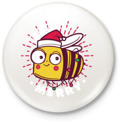 printfashion Karácsonyi méhecske - Kitűző, hűtőmágnes - Fehér (5571917)