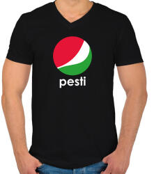 printfashion Pesti - Pepsi - Férfi V-nyakú póló - Fekete (7327854)