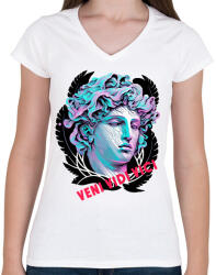 printfashion Veni Vidi Vici - Női V-nyakú póló - Fehér (12707425)