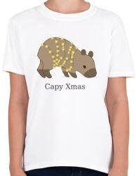 printfashion capybara család - karácsonyi fény - Gyerek póló - Fehér (14888735)