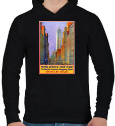 printfashion New York 5th Avenue Vintage - Férfi kapucnis pulóver - Fekete (13226541)