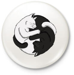 printfashion Jin-Jang cicák - Kitűző, hűtőmágnes - Fehér (3079438)