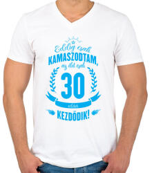 printfashion kamasz-30-cyan - Férfi V-nyakú póló - Fehér (597885)
