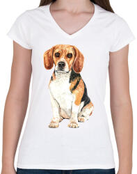 printfashion Kutya - Női V-nyakú póló - Fehér (15595738)