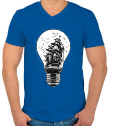 printfashion Fényvitorlás - Férfi V-nyakú póló - Királykék (243992)